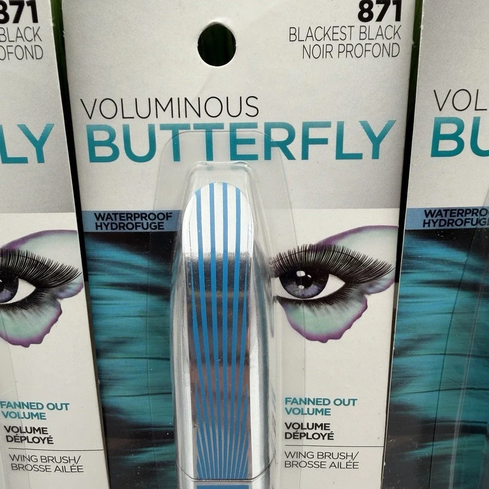 (4) LOREAL Paris Butterfly Mascara 871 Blackest Black Fanned Out Volume